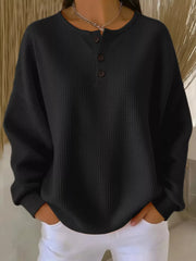 Waffle Knit Half Button Tee - Plus Size