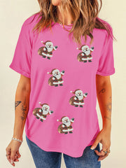 Santa Claus Deliver Gifts Sequin Short-Sleeve Tee