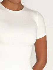 Round-Neck Short-Sleeve Swim Top