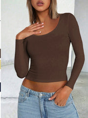 Scoop Neck Long-Sleeve Fitted Tee