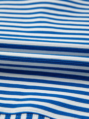 Stripe Quarter Zip Collar Long-Sleeve Top
