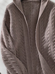 Cable Knit Open-Front Hooded Cardigan