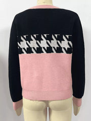Color-Block Houndstooth Sweater