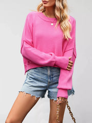 Round-Neck Drop-Shoulder Sweater