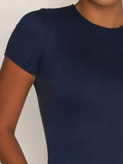 Round-Neck Short-Sleeve Swim Top