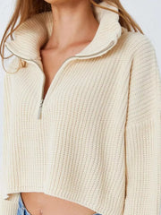 Half Zip Drop-Shoulder Sweater