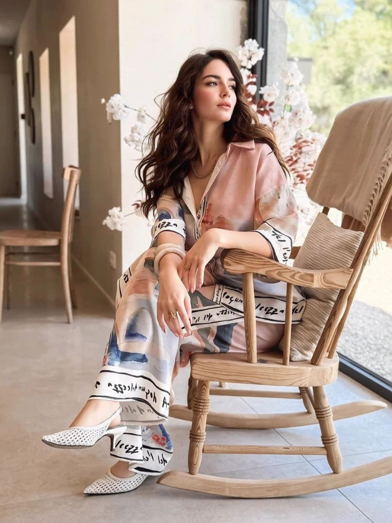 Printed Relaxed Shirt and Pants Set