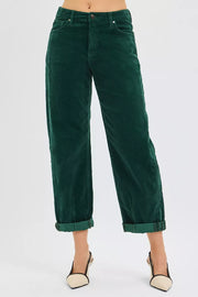 RISEN High-Rise Crop Barrel Cordurory Pants