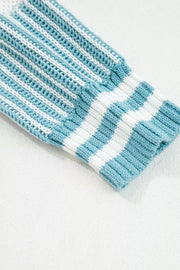 Two Tone Striped Patchwork Drop-Shoulder Relaxed Sweater