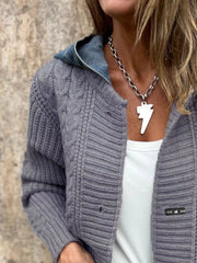 Hooded Cable Knit Longline Cardigan - Plus Size