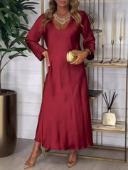 V-Neck Long-Sleeve Midi Dress - Plus Size