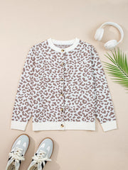 Leopard Drop-Shoulder Chunky Knitted Cardigan
