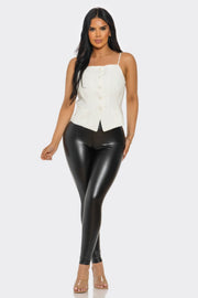 Ivory Chic Button-up Corset Top