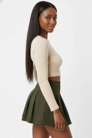 Varsity Chic High-Waist Pleated Mini Skirt
