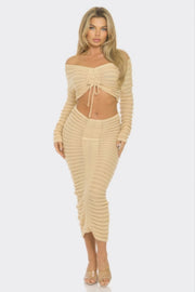 Off The Shoulder Crop Top & Skirt Set