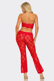 Lace Corset Crop Top And Flare Pants