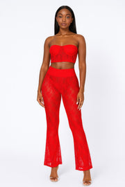Lace Corset Crop Top And Flare Pants