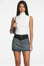 Irregular Denim Mini Skirt