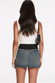 Irregular Denim Mini Skirt
