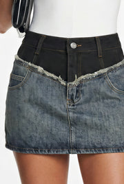 Irregular Denim Mini Skirt