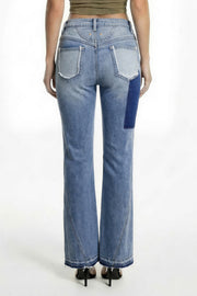 Ripped Curve-panel Flare Jeans