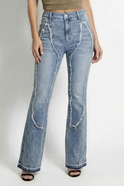 Ripped Curve-panel Flare Jeans