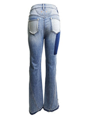 Ripped Curve-panel Flare Jeans