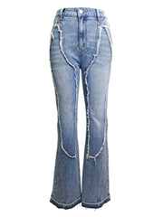 Ripped Curve-panel Flare Jeans