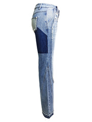 Ripped Curve-panel Flare Jeans