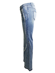 Ripped Curve-panel Flare Jeans