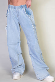 Denim Cargo Pants With Pockets