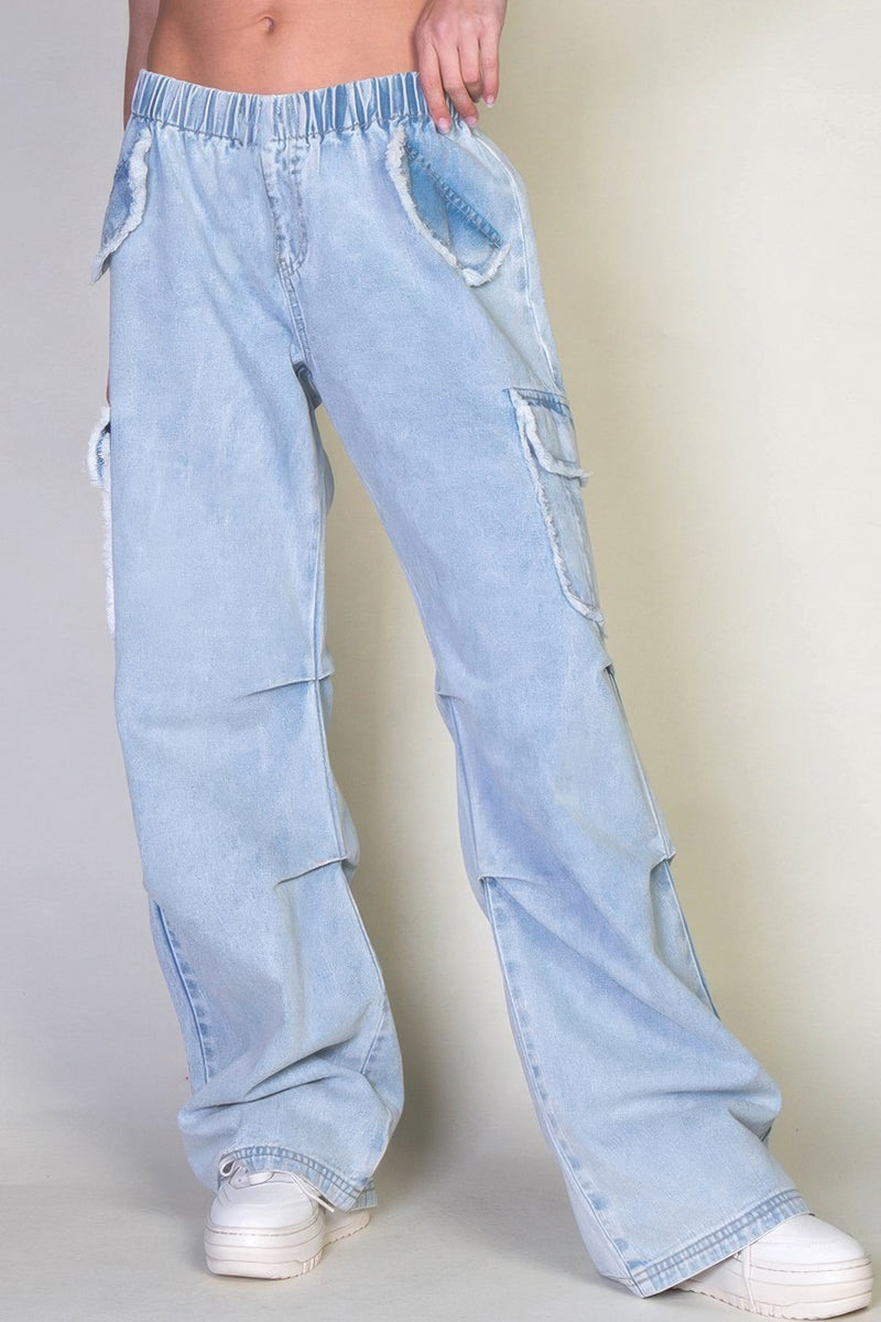 Denim Cargo Pants With Pockets