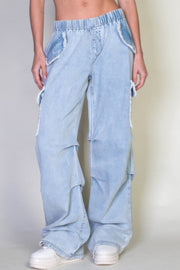 Denim Cargo Pants With Pockets