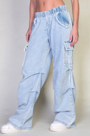 Denim Cargo Pants With Pockets