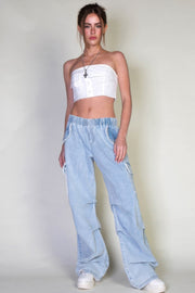 Denim Cargo Pants With Pockets