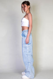 Denim Cargo Pants With Pockets