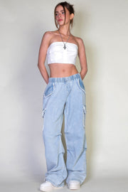 Denim Cargo Pants With Pockets