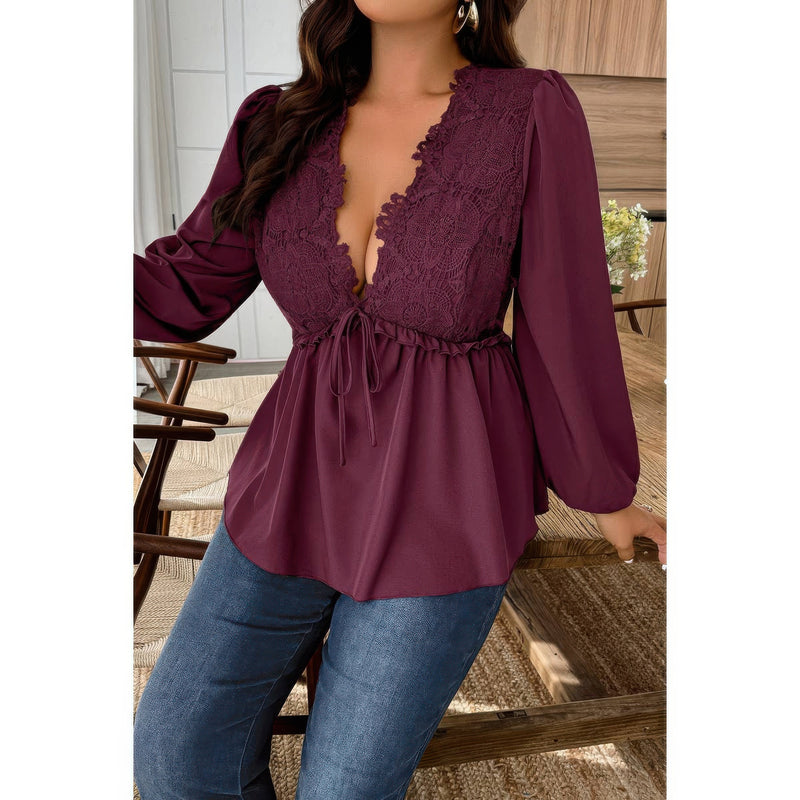Luna Lace Plus-Size V-Neck Blouse