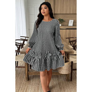 Meadow Plaid Plus-Size Floral Dress