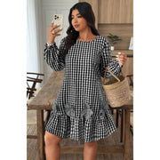 Meadow Plaid Plus-Size Floral Dress
