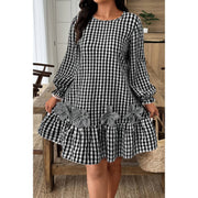Meadow Plaid Plus-Size Floral Dress