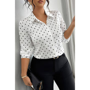 Paris Dot Plus-Size Button-Up Blouse