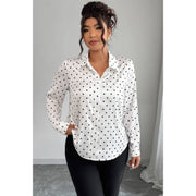 Paris Dot Plus-Size Button-Up Blouse