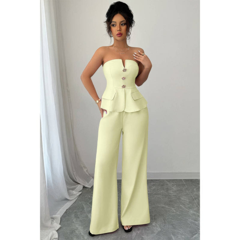 Soleil Off-Shoulder Wide-Leg Pant Set
