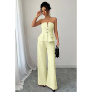Soleil Off-Shoulder Wide-Leg Pant Set