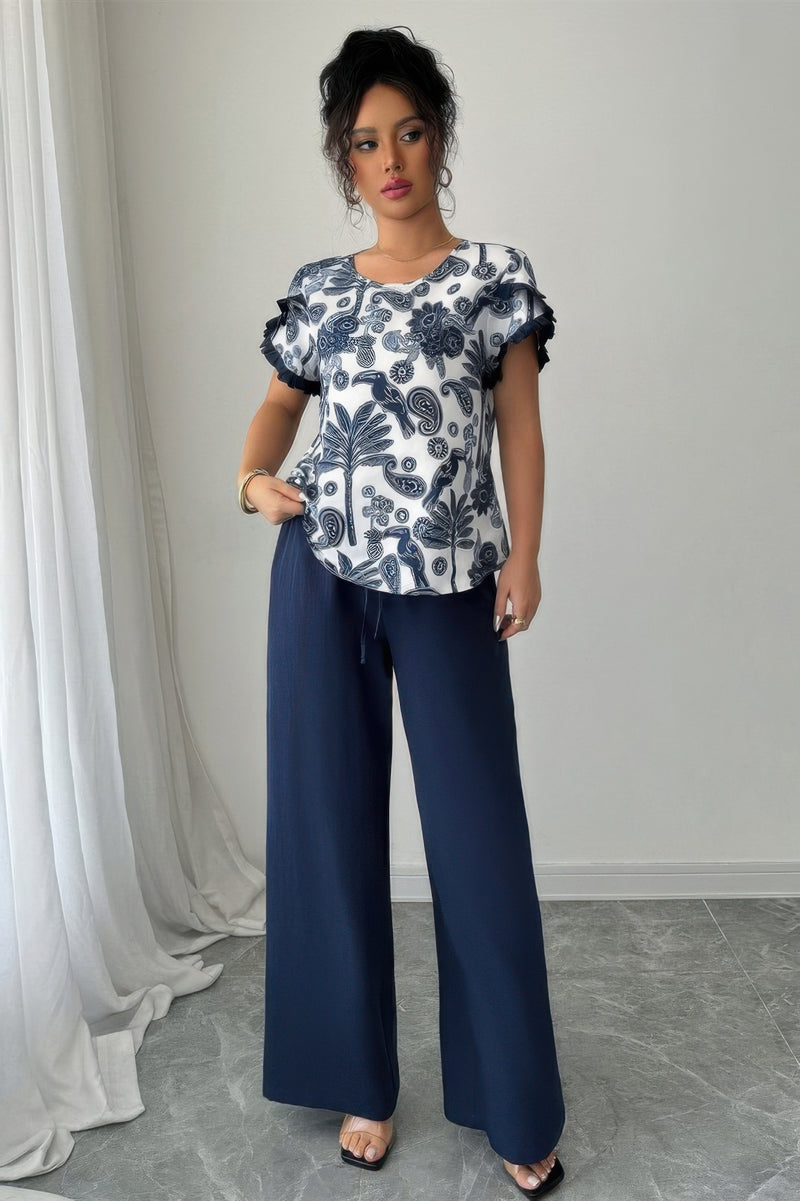 Rose Garden Floral Ruffle Two-Piece Set