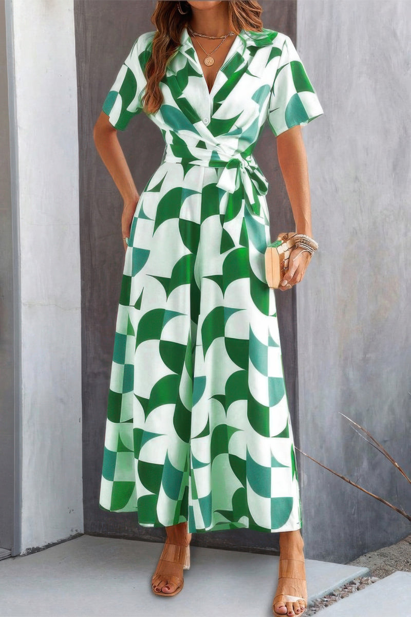 Mosaic Belted Wide-Leg Jumpsuit