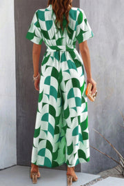 Mosaic Belted Wide-Leg Jumpsuit