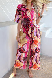 Paloma Printed Button-Down Wide-Leg Set