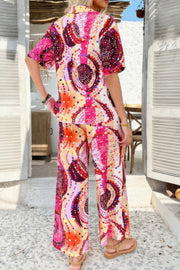 Paloma Printed Button-Down Wide-Leg Set